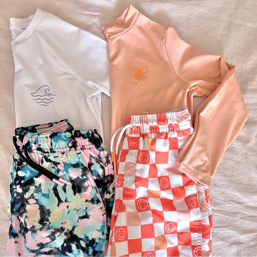 Bundle of Boys’ Swim Trunks & Rash Guards - Size Medium